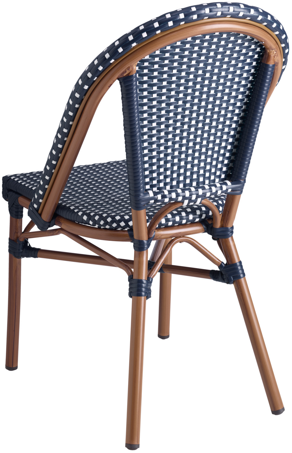 Scaun Bistro Exterior VEGA LUSINI Astoria, Albastru/Alb, Cadru din Aluminiu Vopsit in Praf, Rattan Plastic Rezistent la Intemperii, Stivuibil, Set de 2 piese