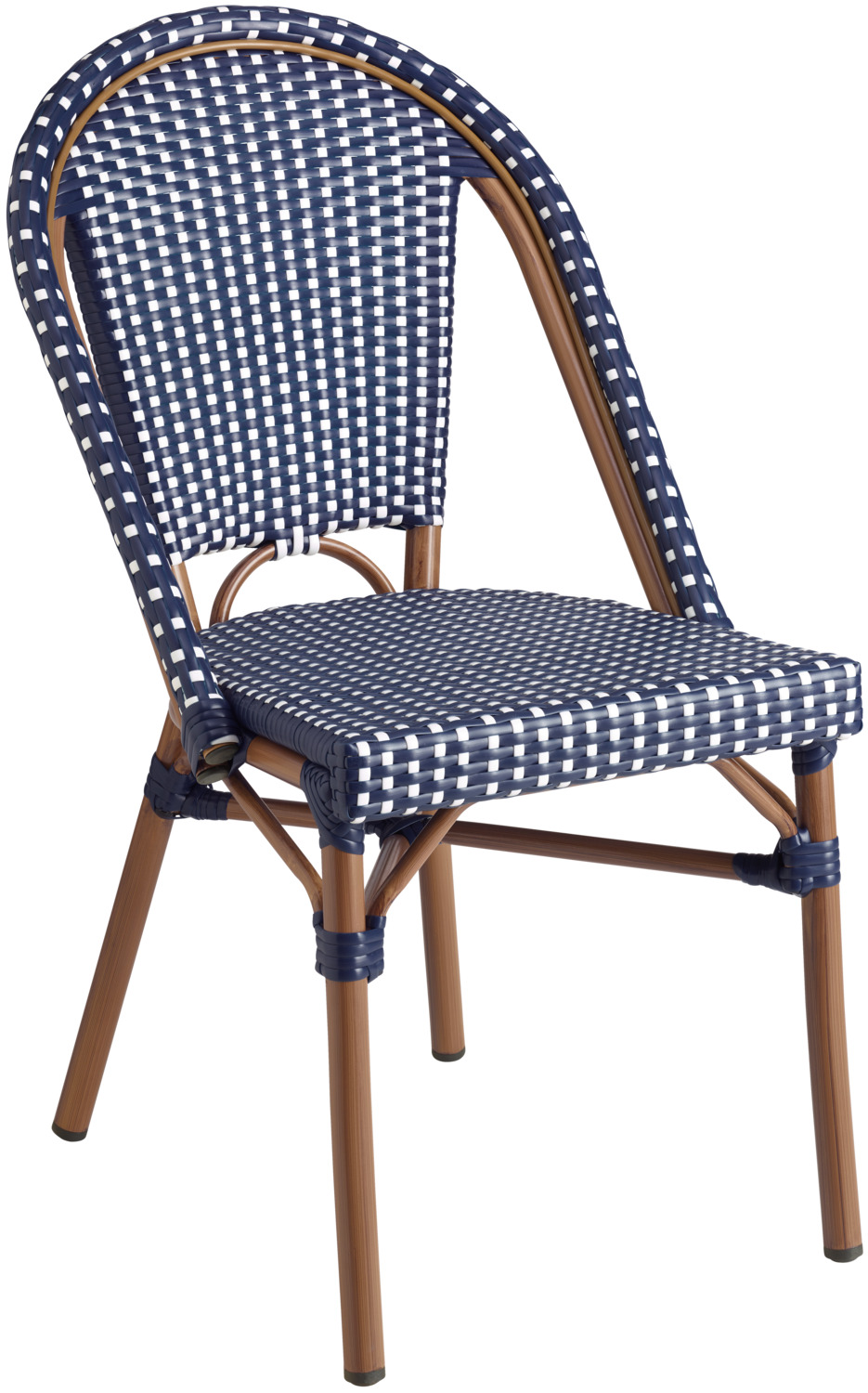 Scaun Bistro Exterior VEGA LUSINI Astoria, Albastru/Alb, Cadru din Aluminiu Vopsit in Praf, Rattan Plastic Rezistent la Intemperii, Stivuibil, Set de 2 piese