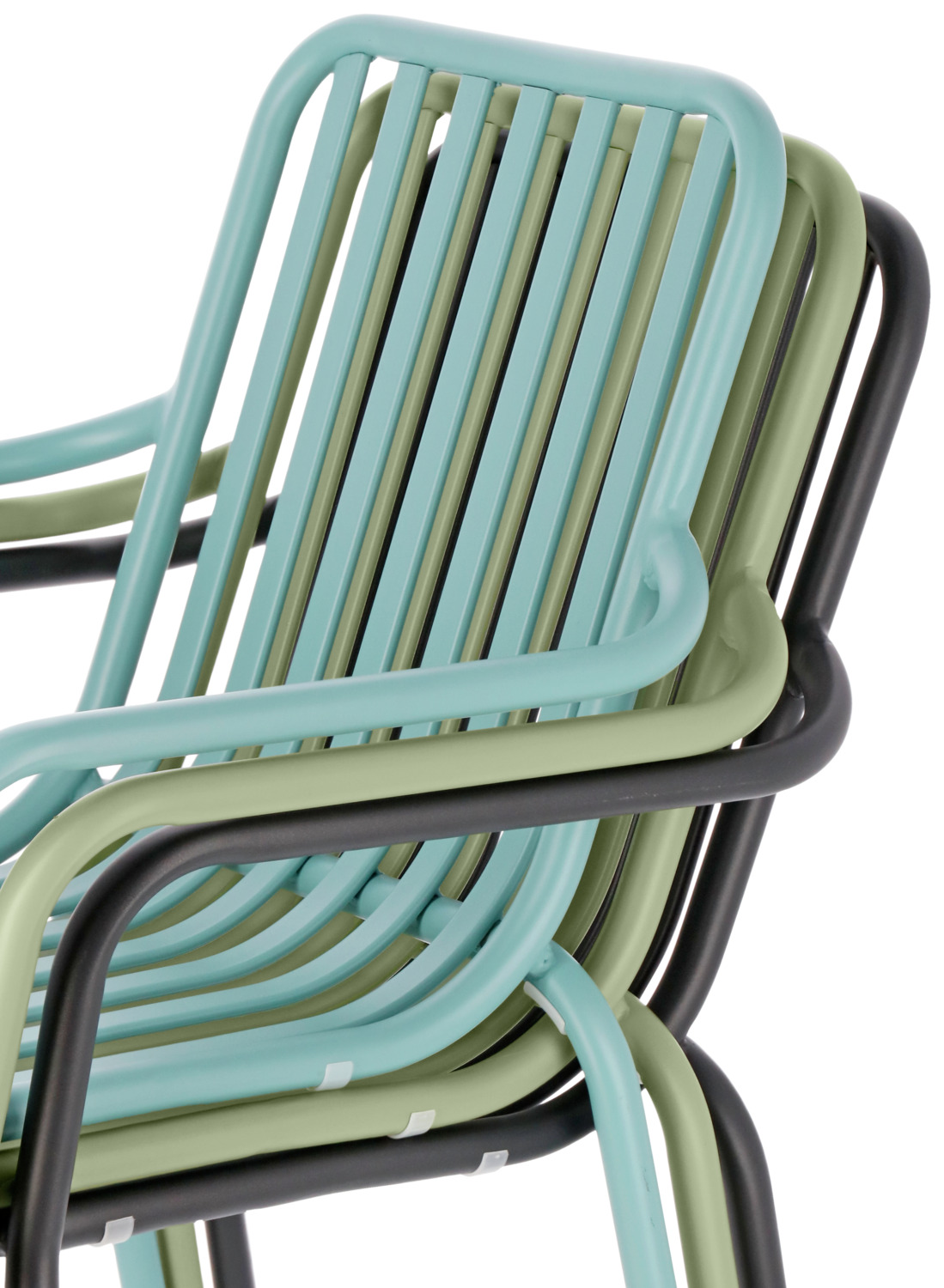 VEGA Merida Outdoor Stacking Chairs, Powder-coated Aluminum, Blue, Weatherproof UV-resistant, 57x64x85 cm, Set of 2
