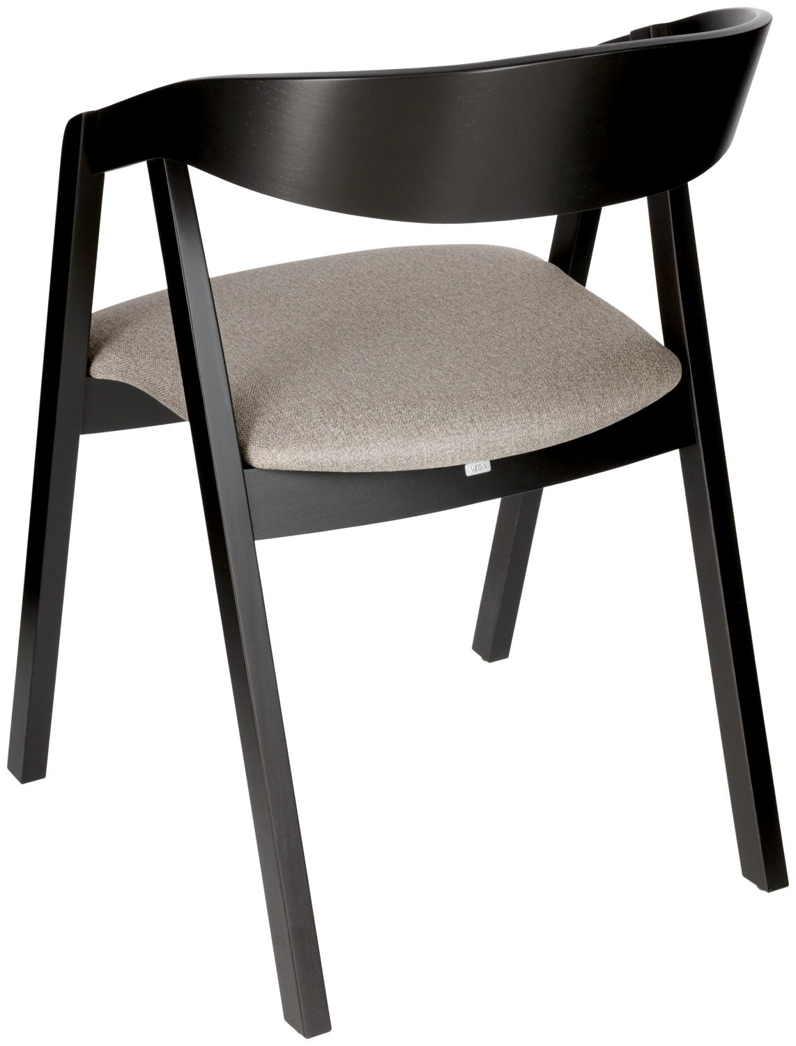 Scaun catering stivuibil VEGA Calma, cadru lemn fag solid lacaul negru, tapiterie material taupe, cu bratze, 54x53x79 cm, set de 2 piese