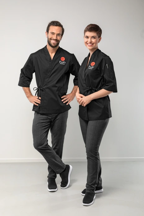 Pantaloni bucatar Jobeline Move Karo pentru femei, mărime 54, model Glencheck, amestec poliester-bumbac, talie elasticata, croiala tapered, Antracit