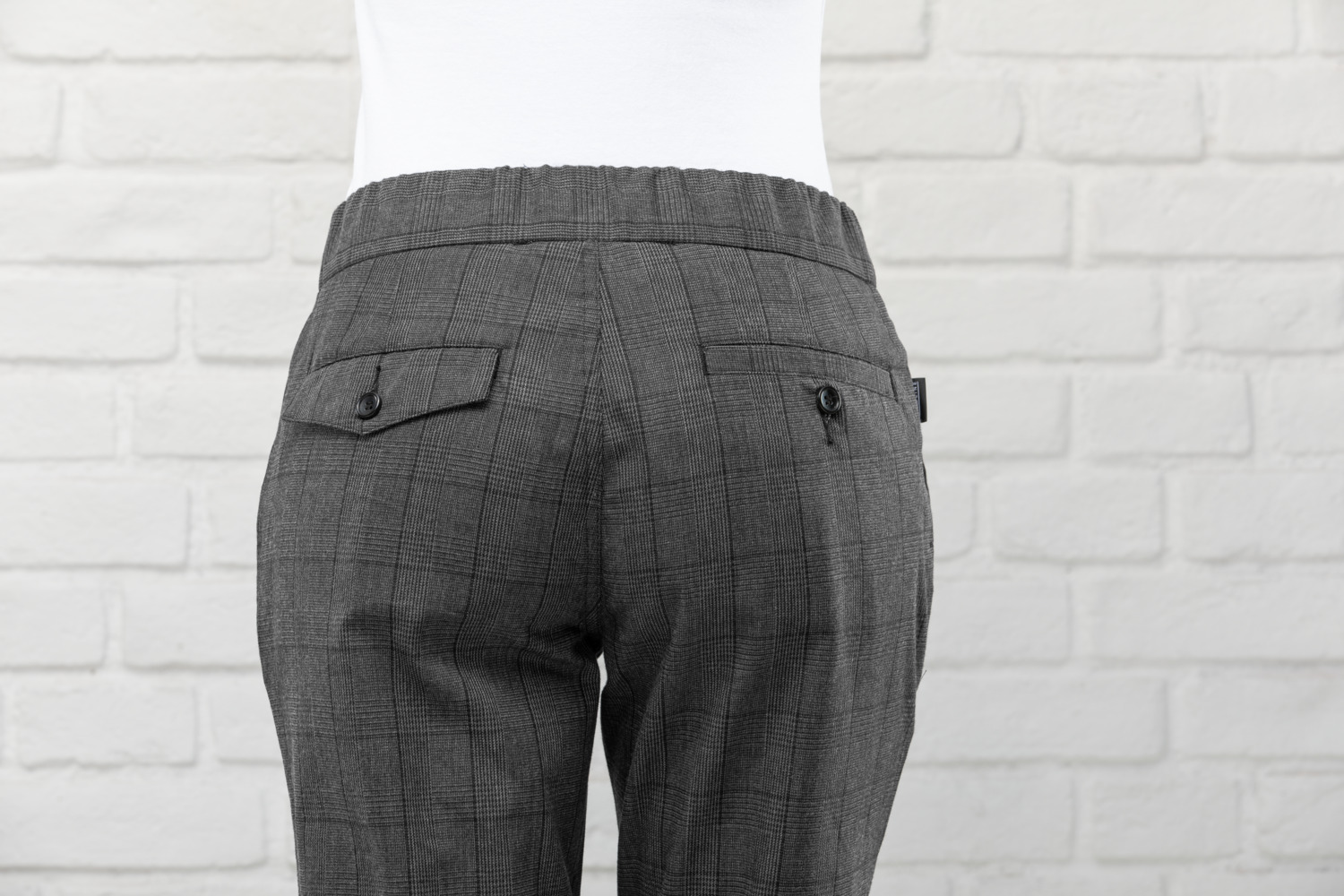 Pantaloni bucatar Jobeline Move Karo pentru femei, mărime 54, model Glencheck, amestec poliester-bumbac, talie elasticata, croiala tapered, Antracit