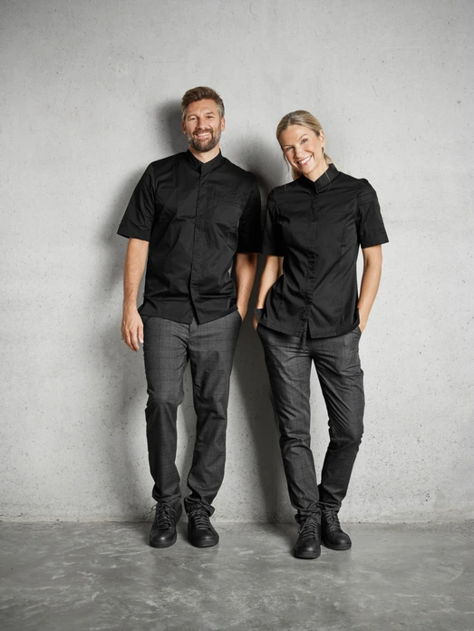 Pantaloni bucatar Jobeline Move Karo pentru femei, mărime 52, model Glencheck, amestec poliester-bumbac, talie elasticata, croiala tapered, Antracit