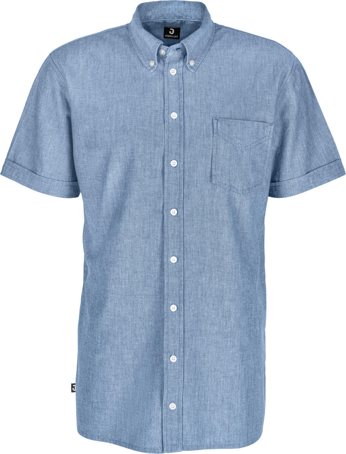 JOBELINE LUSINI Solutions GmbH Men's shirt Chambray short sleeve Herren Hemd Chambray Kurzarm Men's shirt Chambray short sleeve; Size 37/38; blue Herren Hemd Chambray Kurzarm; Kleidergröße 37/38; blau 100 % cotton. 40°C wash. Classic men's shirt with half sleeves in genuine chambray fabric. With button-down collar, button placket, breast pocket and rounded hem. The easy-care shirt has a slightly tailored cut and is also available in long sleeves. Back length: 80 cm for size 39/40. 100 % Baumwolle. 40°-Wäsche. Klassisches Herrenhemd mit Halbarm aus echtem Chambray-Stoff. Mit Button-down Kragen, Knopfleiste, Brusttasche und abgerundetem Saum. Das pflegeleichte Hemd ist leicht tailliert geschnitten und zusätzlich in Langarm erhältlich. Rückenlänge: 80 cm in Gr 39/40