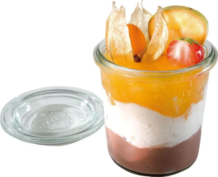 Borcane de Conserve WECK din Sticla 140ml Set de 12 Bucati Transparente cu Capac pentru Deserturi, Aperitive si Salate, Compatibile cu Masina de Spalat Vase
