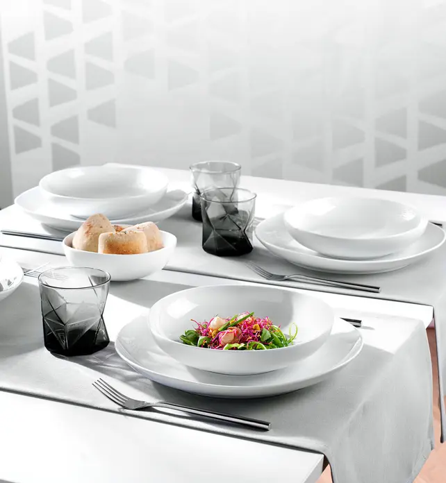 VEGA Ovalize Porcelain Bowls, White, 550 ml, 16 cm Diameter, Organic Shape, Dishwasher and Microwave Safe, Set of 6