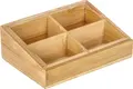 JVD Stylus Additional Sachet Tray, FSC-certified Water-resistant Bamboo, 4 Compartments, 15 x 10 x 5 cm, Brown, with 4 Protective Pads