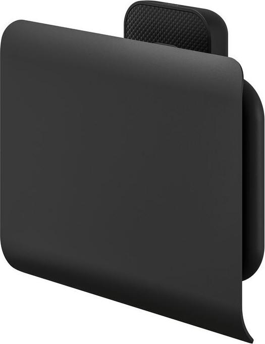 TIGER Carv Toilet Paper Holder with Lid, ABS Plastic and Zamac Metal, Black, 4.1 x 12.3 x 4.1 cm, Nature-Inspired Design