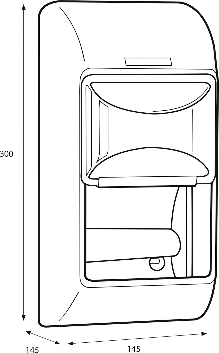 Katrin Toilet Paper Dispenser for 2 Rolls, White ABS Plastic, Lockable with Viewing Window, 14.5 x 30 x 14.5 cm