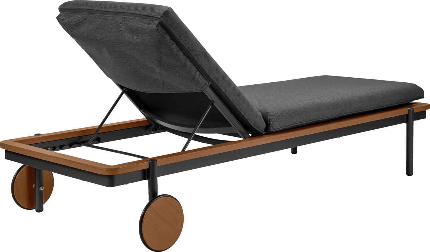 VEGA Rivan Sun Lounger, Aluminium Frame, 202x72x33 cm, Adjustable Backrest, Weatherproof and UV-resistant, with Castors, Color: Anthracite