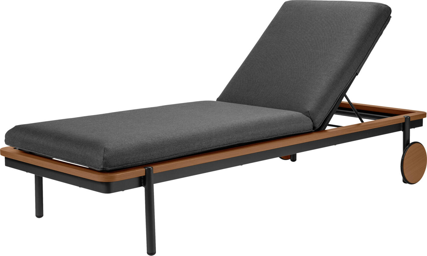 VEGA Rivan Sun Lounger, Aluminium Frame, 202x72x33 cm, Adjustable Backrest, Weatherproof and UV-resistant, with Castors, Color: Anthracite