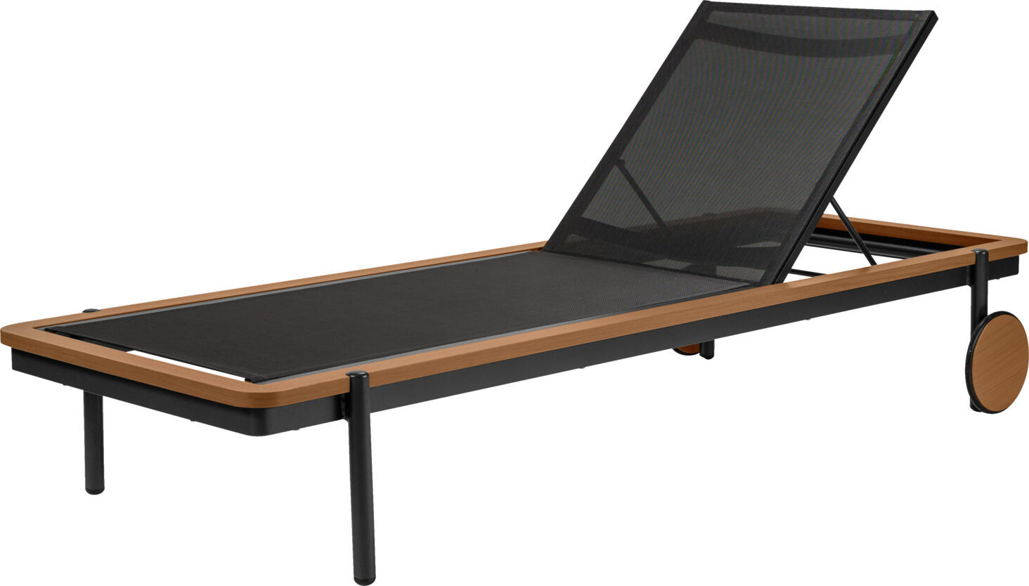 VEGA Rivan Sun Lounger, Aluminium Frame, 202x72x33 cm, Adjustable Backrest, Weatherproof and UV-resistant, with Castors, Color: Anthracite