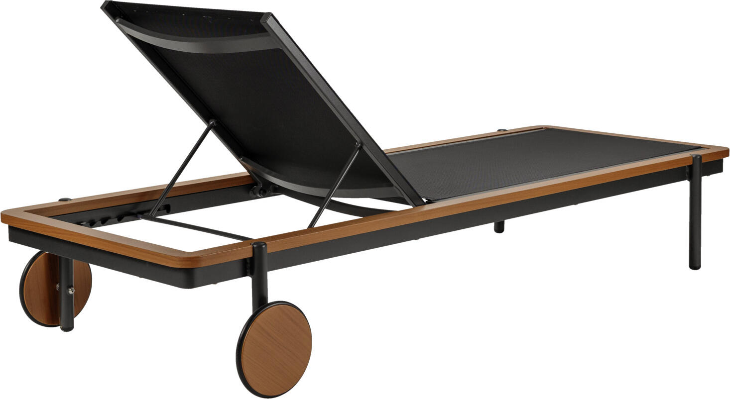 VEGA Rivan Sun Lounger, Aluminium Frame, 202x72x33 cm, Adjustable Backrest, Weatherproof and UV-resistant, with Castors, Color: Anthracite