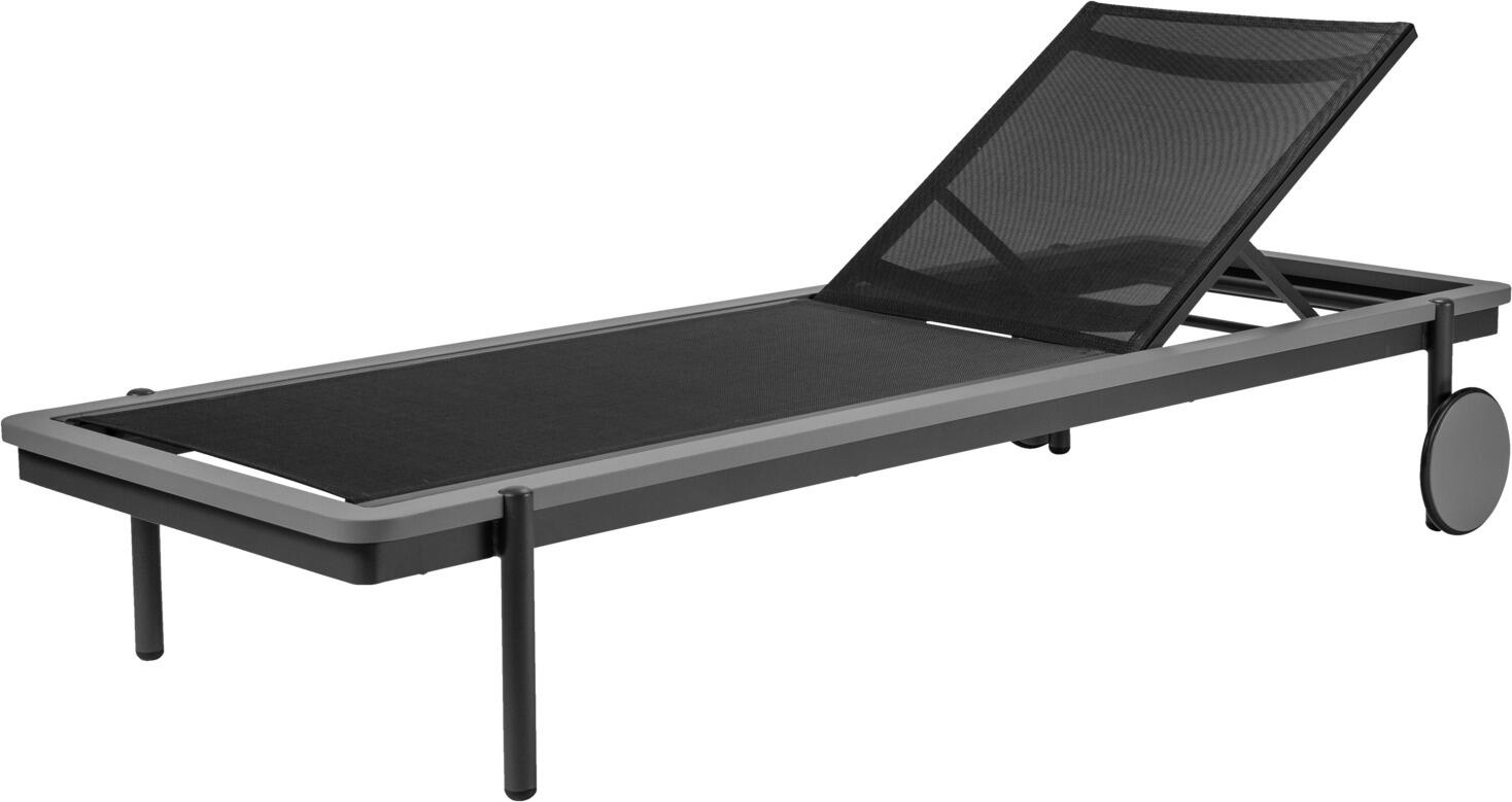 VEGA Rivan Sun Lounger, Aluminium Frame, 202x72x33 cm, Adjustable Backrest, Weatherproof and UV-resistant, with Castors, Color: Anthracite