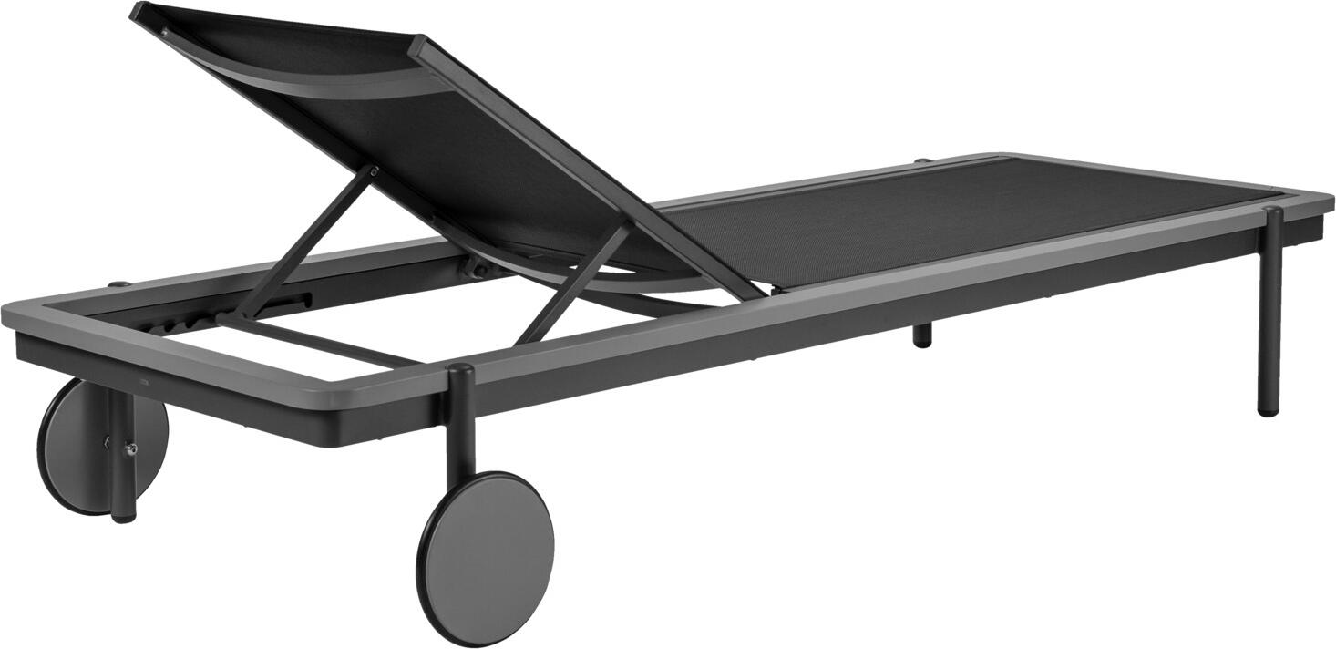 VEGA Rivan Sun Lounger, Aluminium Frame, 202x72x33 cm, Adjustable Backrest, Weatherproof and UV-resistant, with Castors, Color: Anthracite