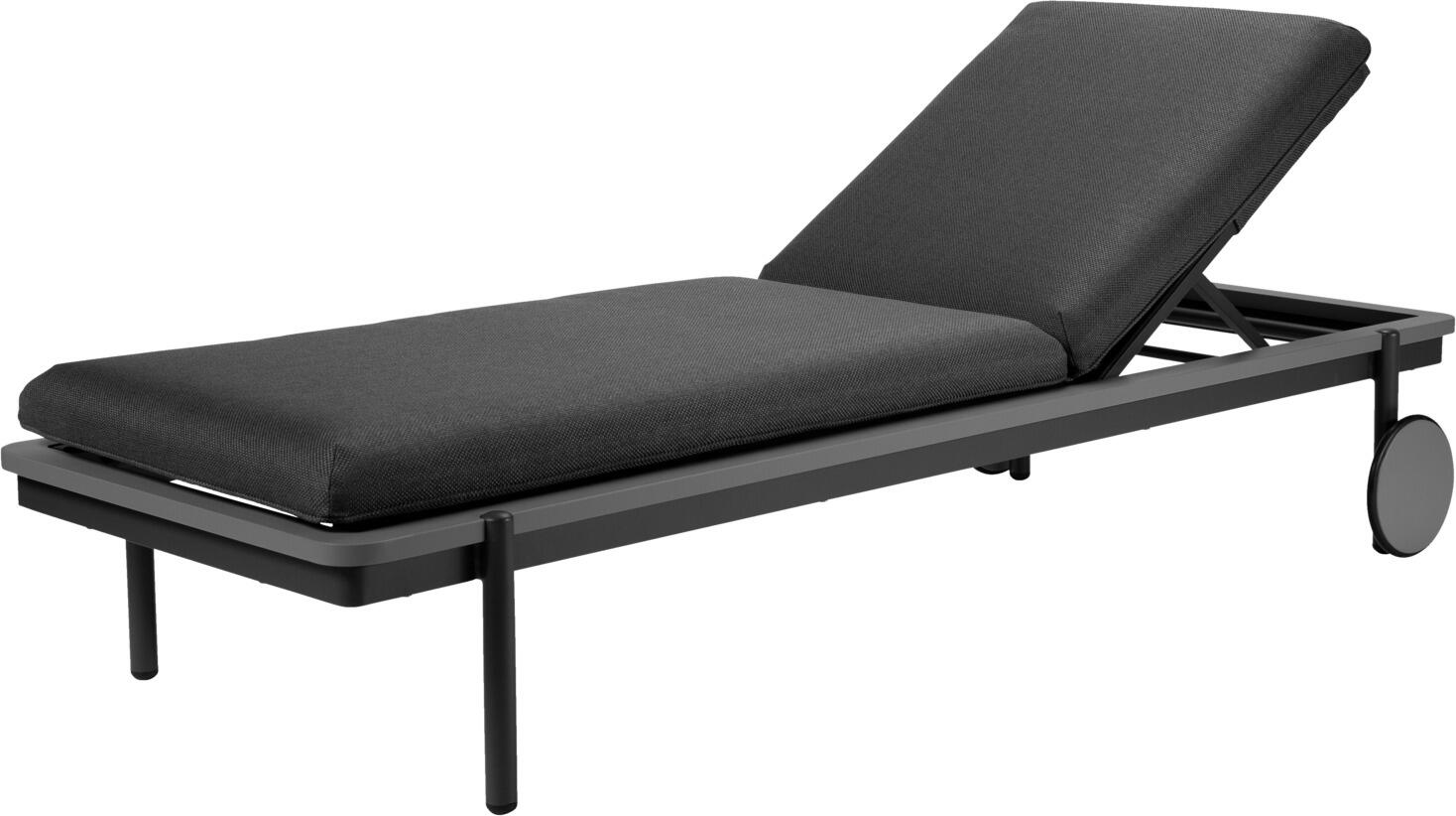 VEGA LUSINI Solutions GmbH Sun lounger Rivan Sonnenliege Rivan Sun lounger Rivan; 202x72x33 cm (LxWxH); seat anthracite, base grey Sonnenliege Rivan; 202x72x33 cm (LxBxH); Sitz anthrazit, Gestell grau Experience pure relaxation by the pool or in the wellness area with our exclusive sun lounger. The lounger combines maximum comfort with robust outdoor quality, making it the perfect choice for professional applications in wellness and spa areas. The high-quality aluminium frame guarantees stability and durability and is optionally available in an elegant teak wood look - for a natural, luxurious look. Thanks to the practical and large castors, the lounger can be moved effortlessly and positioned flexibly, while the weatherproof, easy-care construction provides reliable protection even in the sun, rain or near the pool. For even more comfort, a matching lounger cushion can be purchased as an optional extra - perfect for longer sunbathing sessions or relaxing wellness moments. Advantages at a glance: * Robust, durable aluminium frame - optionally in teak wood look * Suitable for outdoor use, weatherproof and easy to clean * Easy to move thanks to integrated castors * Ideal for patios, pools, wellness and spa areas * Matching lounger cushion optionally available for maximum comfort With this sun lounger, you are investing in stylish design, high-quality materials and excellent lounging comfort - a must-have for any exclusive outdoor oasis. Erleben Sie pure Entspannung im am Pool oder im Wellnessbereich mit unserer exklusiven Sonnenliege. Die Liege verbindet höchsten Komfort mit robuster Outdoor-Qualität und ist damit die perfekte Wahl für professionelle Anwendungen in Wellness- und Spa-Bereichen. Der hochwertige Aluminiumrahmen garantiert Stabilität und Langlebigkeit und ist wahlweise im eleganten Teak-Holz-Look erhältlich – für einen natürlichen, luxuriösen Look. Dank der praktischen und großen Rollen lässt sich die Liege mühelos verschieben und flexibel positionieren, während die wetterfeste, pflegeleichte Konstruktion auch bei Sonne, Regen oder Poolnähe zuverlässig schützt. Für noch mehr Komfort kann eine passende Liegenauflage optional dazugekauft werden – perfekt für längere Sonnenbäder oder entspannte Wellness-Momente. Vorteile auf einen Blick: * Robuster, langlebiger Aluminiumrahmen – optional in Teak-Holz-Optik * Outdoortauglich, wetterfest und pflegeleicht * Leicht verschiebbar dank integrierter Rollen * Ideal für Terrasse, Pool, Wellness- und Spa-Bereiche * Passende Liegenauflage optional erhältlich für maximalen Komfort Mit dieser Sonnenliege investieren Sie in stilvolles Design, hochwertige Materialien und exzellenten Liegekomfort – ein Muss für jede exklusive Outdoor-Oase.