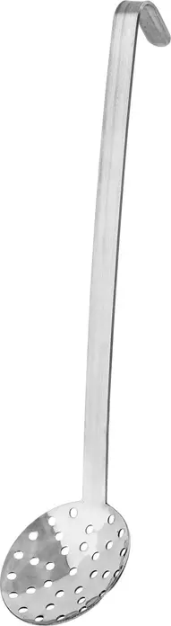 Pulsiva Valuo Slotted Spoon, 18/5 Chrome Stainless Steel, Seamless Construction, 8 cm Diameter, 33.5 cm Length, Dishwasher Safe, Silver