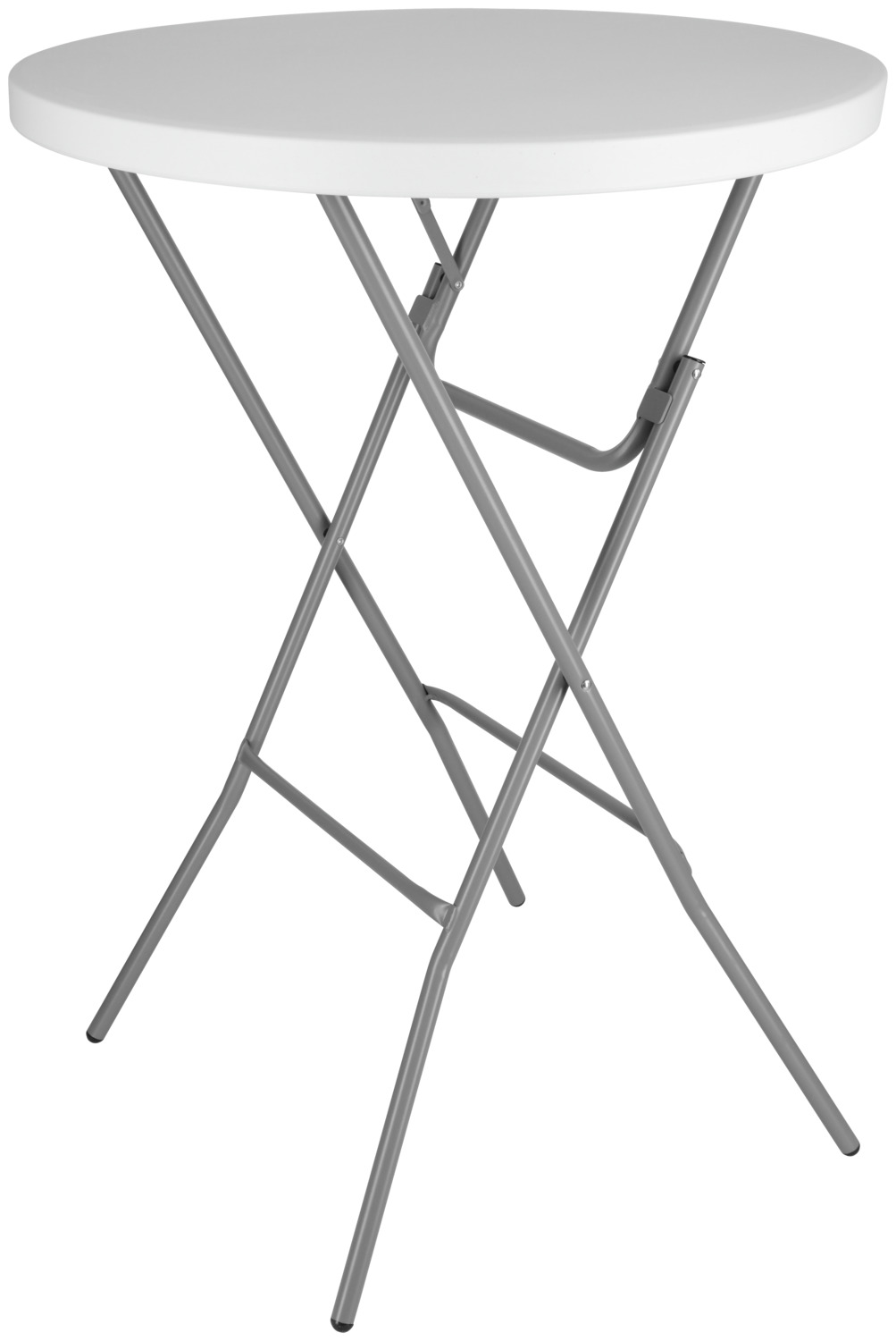 PULSIVA LUSINI Solutions GmbH Bar table Eventaro Stehtisch Eventaro Bar table Eventaro; 80x110 cm (ØxH); Table top white, base grey; round Stehtisch Eventaro; 80x110 cm (ØxH); Platte weiß, Gestell grau; rund Powder-coated steel frame and table top made of high-density polyethylene. The Eventaro bar table is the practical solution for gastronomy, catering and events. Thanks to its sturdy construction, weather and UV resistance, it is ideal for banquets, standing receptions or outdoor catering. The foldable construction enables quick assembly and disassembly as well as space-saving storage, making it an efficient support for professional catering. The Eventaro bar table is specially designed for professional use in the catering sector. The table top made of high-density polyethylene is waterproof and UV-protected, meaning that the table can be used flexibly both indoors and outdoors. The powder-coated steel frame ensures high stability, while the widely spaced legs guarantee stability on all surfaces. The foldable design facilitates transport and storage, which is particularly practical for catering events and changing venues. Rubber feet protect the floor and reduce noise - an advantage for restaurants, hotels and event locations. Thanks to the neutral colour scheme of grey frame and white table top, the table blends easily into different room and garden concepts. The materials are easy to clean, low-maintenance and durable, making the Eventaro bar table a lasting aid to everyday work in catering and event services. * Frame made of powder-coated steel, table top made of high-density polyethylene * Folding high table for gastronomy, catering, banquets and events * Stable thanks to widely spaced legs, rubber feet protect floors * Easy to clean, low-maintenance and durable for professional use * Quick to set up and take down, space-saving storage Gestell aus pulverbeschichtetem Stahl und Tischplatte aus hochdichtem Polyethylen. Der Stehtisch Eventaro ist die praktische Lösung für Gastronomie, Catering und Eventveranstaltungen. Dank stabiler Bauweise, Wetter- und UV-Beständigkeit eignet er sich ideal für Bankette, Stehempfänge oder Outdoor-Catering. Die klappbare Konstruktion ermöglicht schnellen Auf- und Abbau sowie platzsparende Lagerung, wodurch er den professionellen Gastro-Alltag effizient unterstützt. Der Eventaro Stehtisch ist speziell für den professionellen Einsatz im Gastronomiebereich konzipiert. Die Tischplatte aus hochdichtem Polyethylen ist wasserdicht und UV-geschützt, sodass der Tisch sowohl drinnen als auch draußen flexibel eingesetzt werden kann. Das pulverbeschichtete Stahlgestell sorgt für hohe Stabilität, während die weit auseinanderstehenden Beine sicheren Stand auf allen Untergründen gewährleisten. Die klappbare Konstruktion erleichtert Transport und Lagerung, was besonders bei Catering-Events und wechselnden Veranstaltungsorten praktisch ist. Gummifüße schonen den Boden und reduzieren Geräusche – ein Vorteil für Restaurants, Hotels und Eventlocations. Dank der neutralen Farbgestaltung aus grauem Gestell und weißer Tischplatte fügt sich der Tisch problemlos in unterschiedliche Raum- und Gartenkonzepte ein. Die Materialien sind leicht zu reinigen, pflegearm und langlebig, wodurch der Eventaro Stehtisch den Arbeitsalltag in Gastronomie und Eventservice nachhaltig erleichtert. * Gestell aus pulverbeschichtetem Stahl, Tischplatte aus hochdichtem Polyethylen * Klappbarer Stehtisch für Gastro, Catering, Bankette und Events * Stabil dank weit auseinanderliegender Beine, Gummifüße schützen Böden * Leicht zu reinigen, pflegearm und langlebig für professionellen Einsatz * Schnell auf- und abbaubar, platzsparend lagerbar