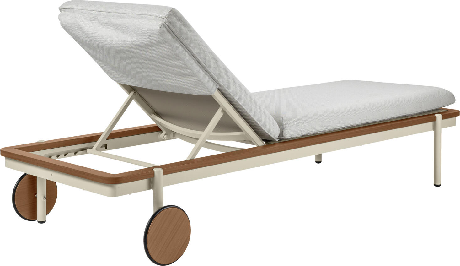 VEGA Rivan Sun Lounger, Aluminium Frame, 202x72x33 cm, Adjustable Backrest, Weatherproof and UV-resistant, with Castors, Beige