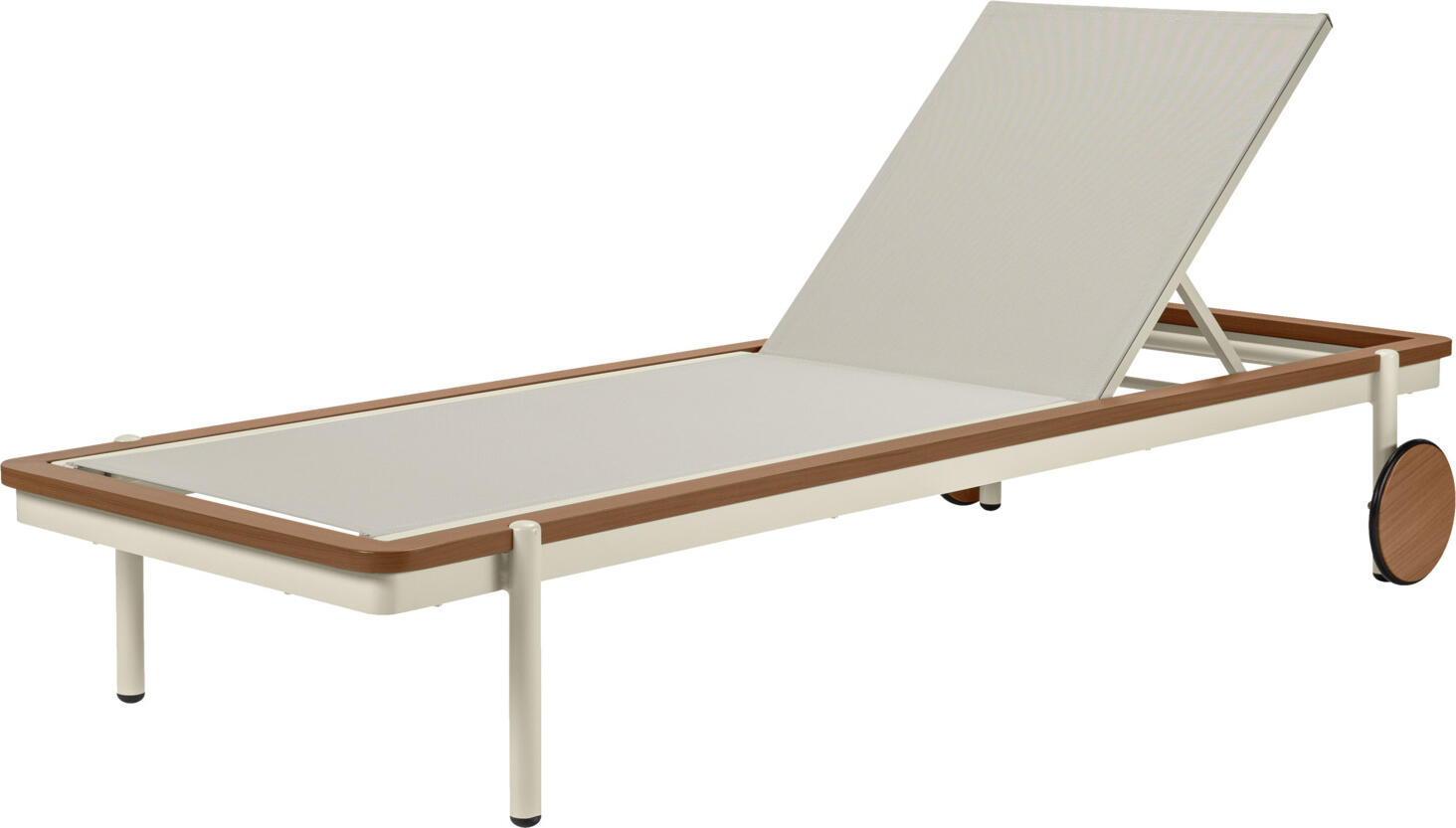 VEGA Rivan Sun Lounger, Aluminium Frame, 202x72x33 cm, Adjustable Backrest, Weatherproof and UV-resistant, with Castors, Beige