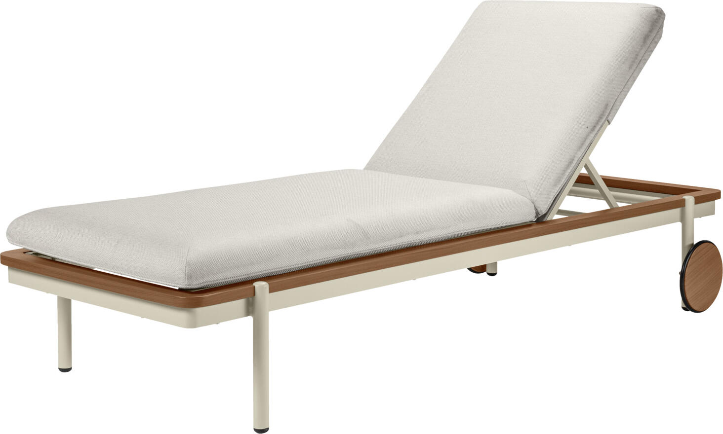 VEGA Rivan Sun Lounger, Aluminium Frame, 202x72x33 cm, Adjustable Backrest, Weatherproof and UV-resistant, with Castors, Beige