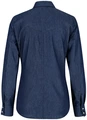 JOBELINE Ryan Women's Slim Fit Denim Shirt, Modern Western Style Blouse with Two Breast Pockets and Mother-of-Pearl Look Press Studs, Dark Blue