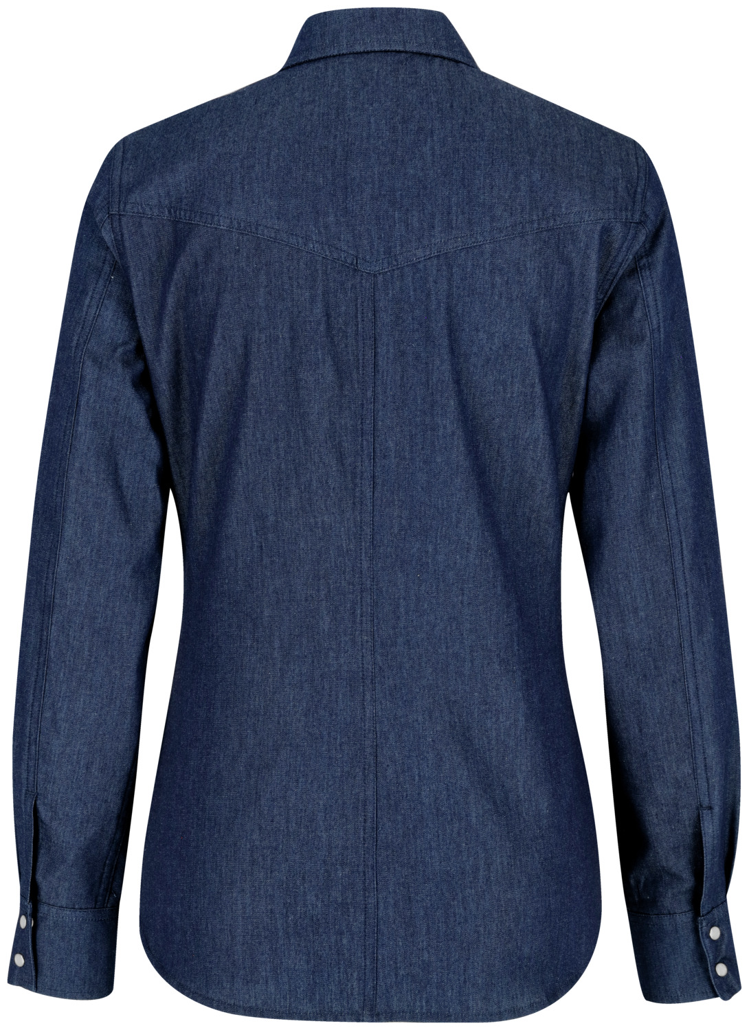 JOBELINE Ryan Women's Slim Fit Denim Shirt, Modern Western Style Blouse, Cotton-Polyester Blend, Dark-Blue, Two Breast Pockets