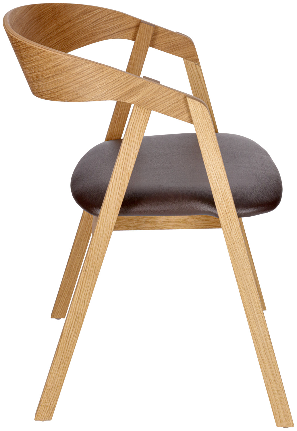 VEGA Calma Stackable Catering Chair Set of 2, Solid Oak Frame, Brown Imitation Leather Seat, Armrests, 54x53x79 cm, FSC Certified