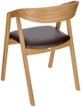 VEGA Calma Stackable Catering Chair Set of 2, Solid Oak Frame, Brown Imitation Leather Seat, Armrests, 54x53x79 cm, FSC Certified