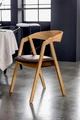 VEGA Calma Stackable Catering Chair Set of 2, Solid Oak Frame, Brown Imitation Leather Seat, Armrests, 54x53x79 cm, FSC Certified