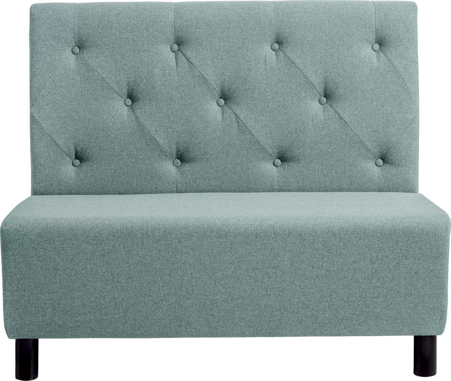 VEGA LUSINI Solutions GmbH Upholstered bench Lerida II fabric, 2-seater Polsterbank Lerida II Stoff, 2-Sitzer Upholstered bench Lerida II fabric, 2-seater; 118x62x102 cm (WxDxH); light-blue Polsterbank Lerida II Stoff, 2-Sitzer; 118x62x102 cm (BxTxH); hellblau Modern 2-seater bench made of solid stained beech wood with fabric cover (100% polyester). High backrest and full upholstery ensure pleasant seating comfort. Easy-care, abrasion-resistant and fire-retardant cover. Can be linked with other elements using linking fittings - please order separately (SKU 10093926). Only suitable for indoor use. Supplied partially assembled - simply screw on the legs. Please order matching corner element separately. Moderne 2-Sitzer Bank aus massivem gebeiztem Buchenholz mit Stoffbezug (100 % Polyester). Hohe Rückenlehne und Vollpolsterung sorgen für angenehmen Sitzkomfort. Pflegeleicht, abriebfest und feuerhemmender Bezug. Verkettung mit anderen Elementen durch Verkettungsbeschlag - bitte separat bestellen (Artikelnummer: 10093926). Nur für den Innenbereich geeignet. Lieferung erfolgt teilmontiert - Beine einfach anschrauben. Passendes Eckelement gleich dazu bestellen.