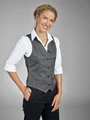 Jobeline Charleston Women's Vest, Size 38, Tailored Cut Professional Waistcoat, Herringbone Polyester, 3 Piped Pockets, Adjustable Back Strap