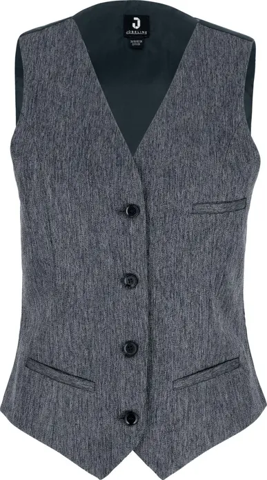Vest Jobeline Charleston pentru femei, poliester 100% cu model chevron, croială ajustată, cu nasturi, 3 buzunare și curea reglabilă în spate