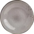 VEGA Palana Flat Plate Set of 6, 27 cm Round Stoneware Plates, Grey Speckled Hand-painted Finish, Irregular Edge, Dishwasher and Microwave Safe