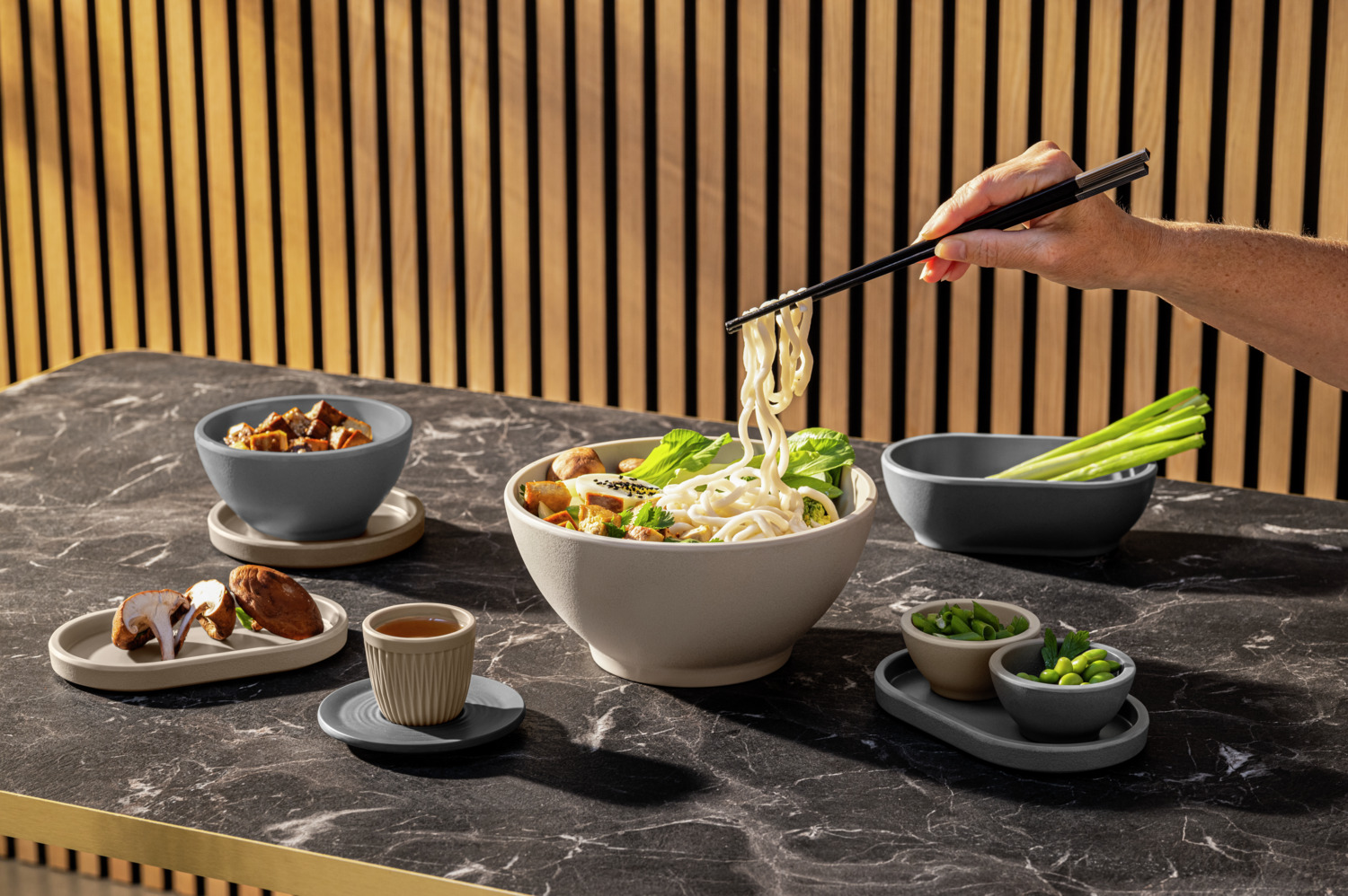 VEGA Kanas Round Plate Set of 6, Melamine, 28.5 cm Diameter, Beige, Impact-Resistant, Dishwasher Safe, Food-Safe