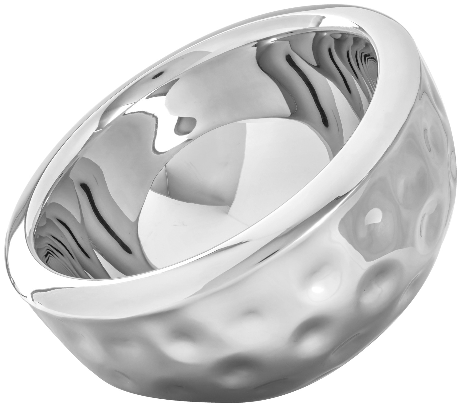 VEGA Trebbia Double-Walled Stainless Steel Fruit and Bread Bowl, 2500ml, 25cm Diameter, Silver Hammered Look, Dishwasher Safe