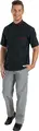 PULSIVA LUSINI Solutions GmbH Men's chef's jacket Jonas short-sleeved Herren Kochjacke Jonas Kurzarm Men's chef's jacket Jonas short-sleeved; Size 64; black, Piping red Herren Kochjacke Jonas Kurzarm; Kleidergröße 64; schwarz, Paspelierung rot 65 % polyester, 35 % cotton.175 g/m². 60 °C wash. Practical men's chef jacket made of easy-care, comfortable blended fabric. With snap button closure, contrast piping and air eyelets under the arms. Left front with chest pocket, upper arm with pen pocket. Straight cut available in half sleeve and long sleeve. Back length: 75 cm for size 50. 65 % Polyester, 35 % Baumwolle.175 g/m². 60°-Wäsche. Praktische Herrenkochjacke aus pflegeleichtem, angenehmen Mischgewebe. Mit Druckknopfverschluss, Kontrastpaspelierung und Luftösen unter den Armen. Linkes Vorderteil mit Brusttasche, Oberarm mit Stifttasche. Gerader Schnitt in Halbarm und Langarm erhältlich. Rückenlänge: 75 cm in Gr 50