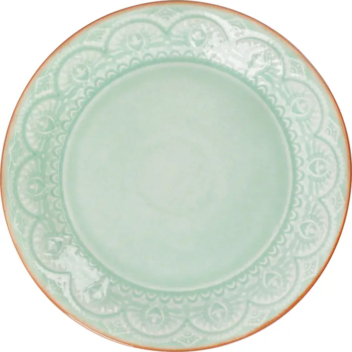 Farfurii Plate PULSIVA Indie din Porțelan, Mint, Diametru 26 cm, Înălțime 2.8 cm, cu Aspect Ceramic, Rotunde, Sigure la Mașina de Spălat Vase și Cuptor cu Microunde, Set de 4 piese