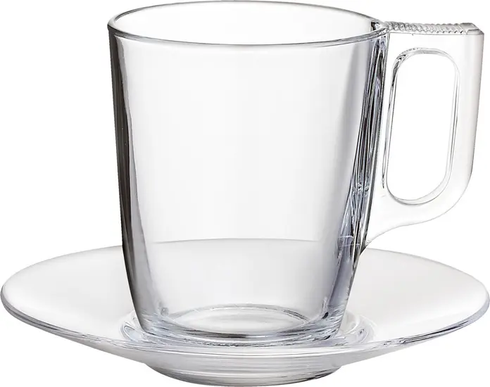 Set de 6 cești de cafea Arcoroc Galicia, 250 ml din sticlă securizată, transparente, cu pereți groși și robuste, sigure pentru mașina de spălat vase