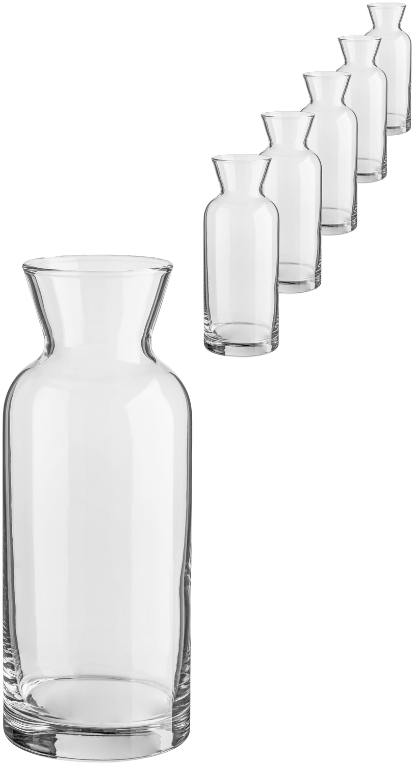 Pasabahce Village Glass Carafe Set of 6, 730 ml Transparent Decanters, Heavy Quality Modern Glassware, Dishwasher Safe, 20.3 cm Height