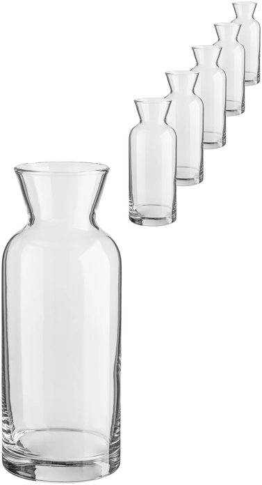 Pasabahce Village Glass Carafe Set of 6, 730 ml Transparent Decanters, Heavy Quality Modern Glassware, Dishwasher Safe, 20.3 cm Height