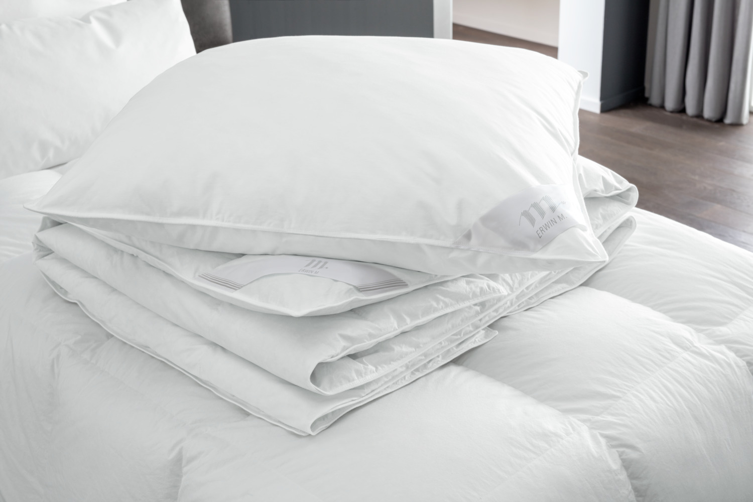 ERWIN M. Perfekta Pillow, 70 x 90 cm, White, 85% Goose Feathers 15% Down Class 1, 100% Cotton Feather-proof Fine Twill Cover, OEKO-TEX Standard 100