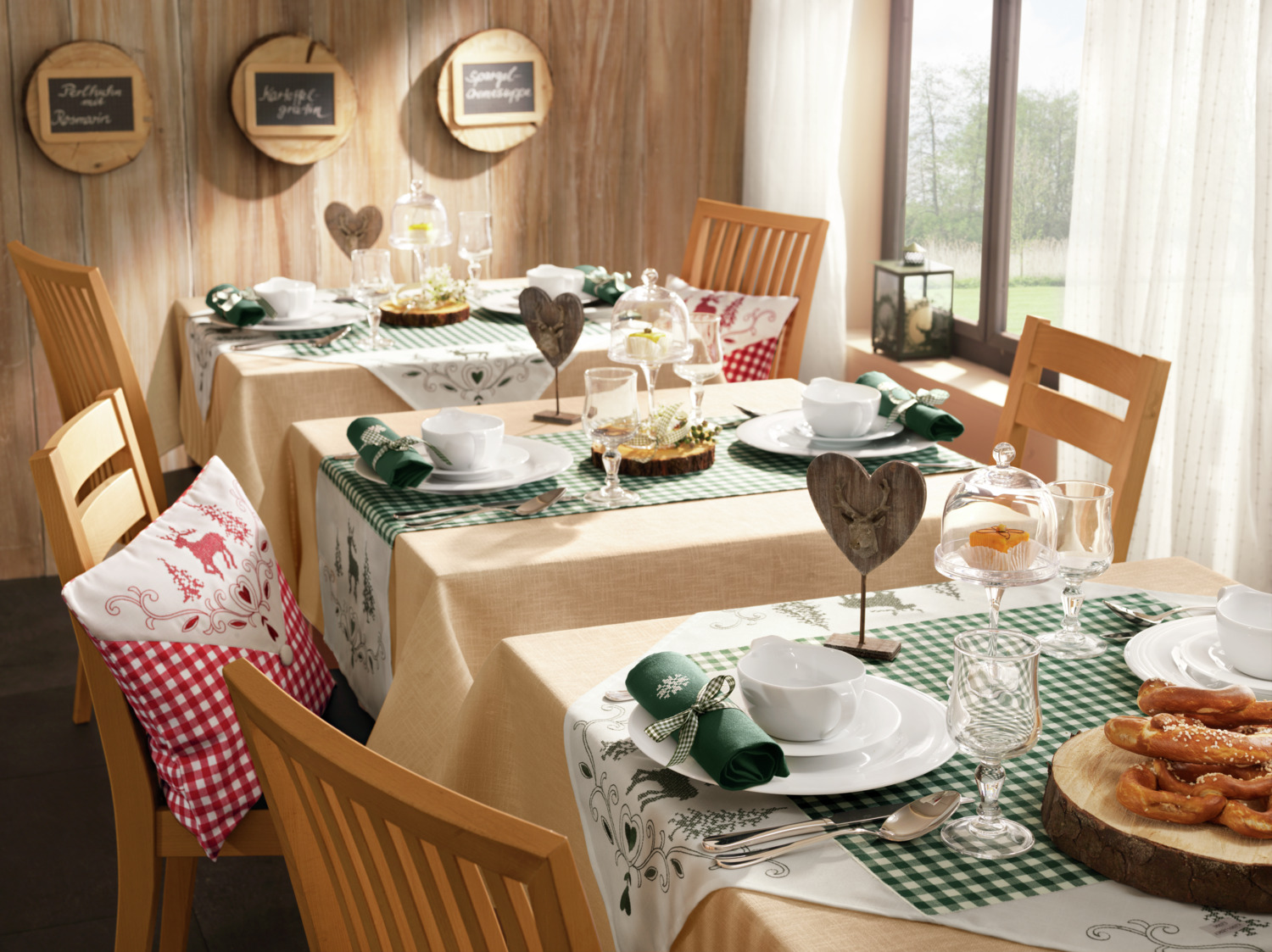 ERWIN M. Chatelete Napkins, 100% Polyester, 40 x 40 cm, Green/White Chequered Pattern, OEKO-TEX Standard 100, Set of 6 Pieces