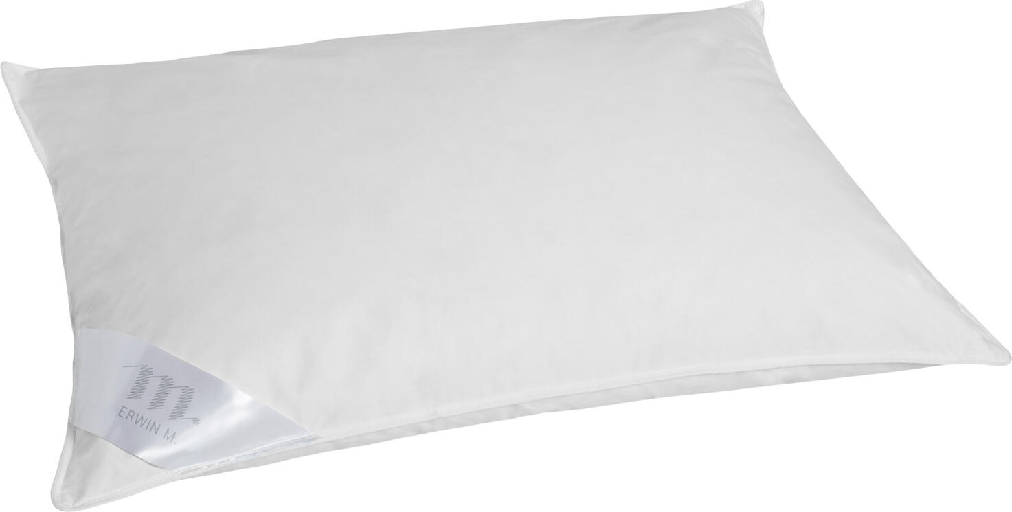 Perna ERWIN M. Perfekta, 60 x 80 cm, Albă, 85% pene de gâscă 15% puf, Clasa 1, Husă 100% bumbac twill anti-pene, Structură Downpass, OEKO-TEX