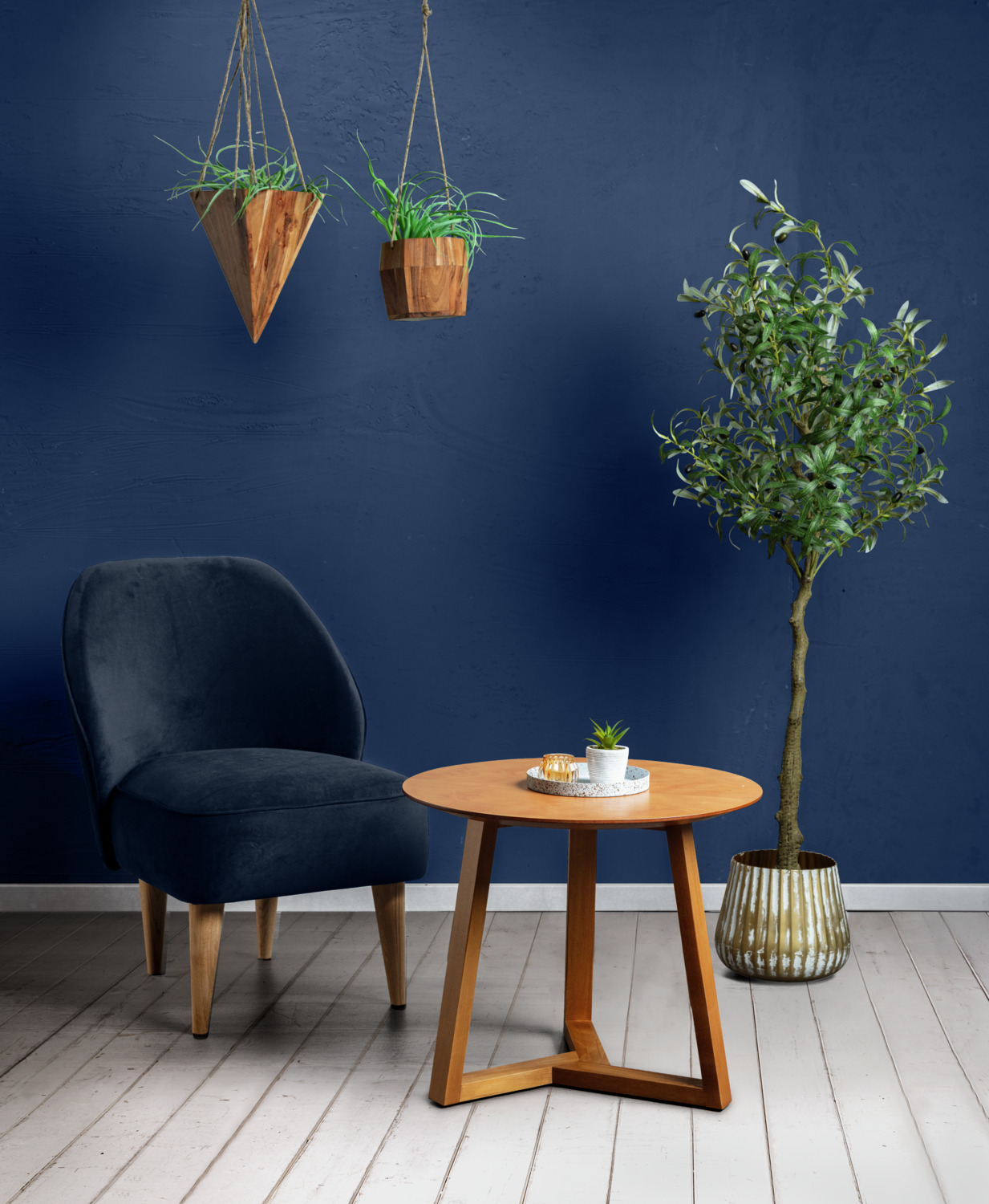 VEGA Melena Round Side Table, Lacquered Solid Beech Wood, 60 cm Diameter x 50.5 cm Height, Light-brown, Fully Assembled
