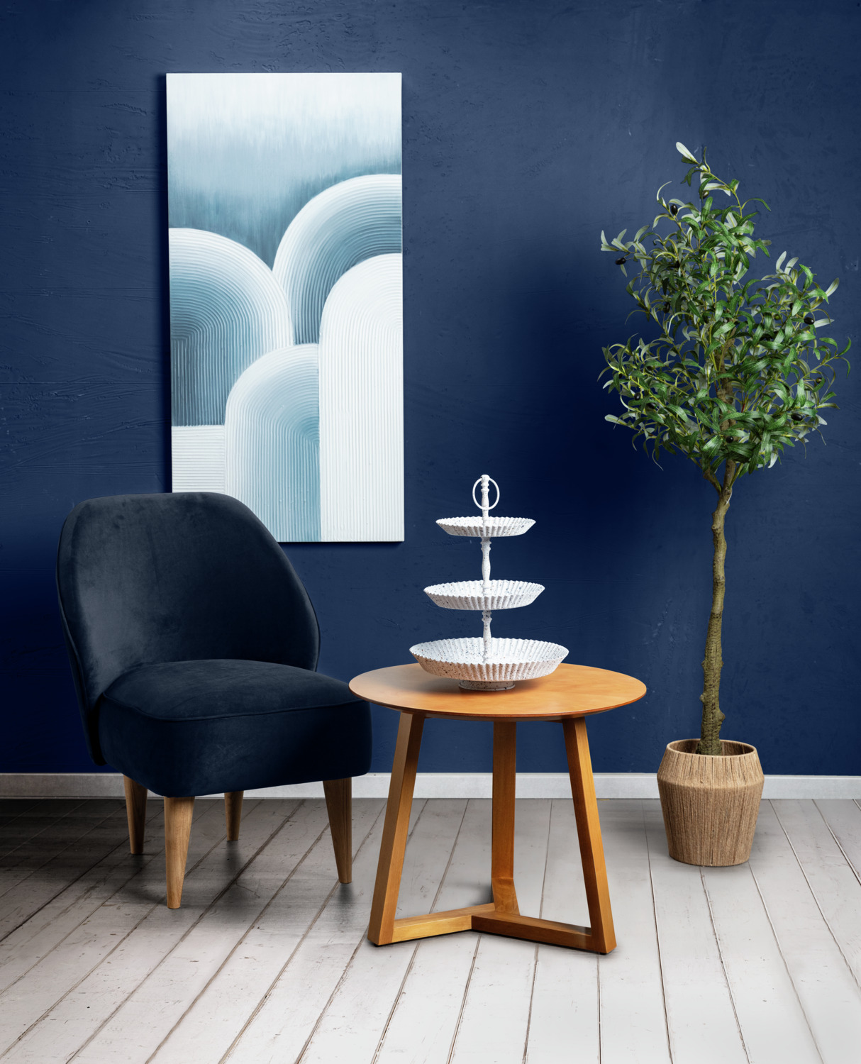 VEGA Melena Round Side Table, Lacquered Solid Beech Wood, 60 cm Diameter x 50.5 cm Height, Light-brown, Fully Assembled
