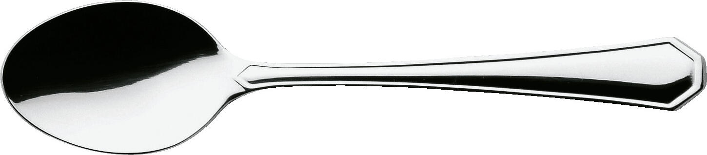 PULSIVA LUSINI Solutions GmbH Mocha/espresso spoon Tunis Basic Mokka-/Espressolöffel Tunis Basic Mocha/espresso spoon Tunis Basic; 11 cm (L); silver, handle silver; 12 piece / pack Mokka-/Espressolöffel Tunis Basic; 11 cm (L); silber, Griff silber; 12 Stück / Pack 18/0 chrome-stainless steel, rustproof. Classic espresso spoon. Mirror polished. Material thickness 2.2 mm (measured at the thickest point of the table fork). Suitable for dishwasher. Chrom-Edelstahl 18/0, rostfrei. Dieser kleine Mokka-/Espressolöffel der Serie Tunis Basic kombiniert schlichte Eleganz mit einer hochwertigen, glänzenden Oberfläche. Trotz seiner kompakten Größe ist er dank 2,2 mm Materialstärke (gemessen an der stärksten Stelle der Menügabel) äußerst stabil. Perfekt für Cafés, Hotels und den schnellen Spülmaschineneinsatz. Ihre Vorteile auf einen Blick: • Spülmaschinengeeignet – hygienisch & leicht zu reinigen • Magnetisch – optimal für Polier- und Sortiersysteme • Nickelfrei – ideal auch für empfindliche Gäste