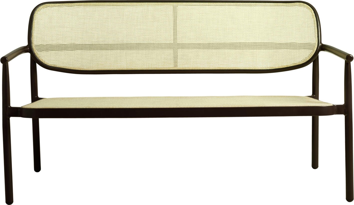 VEGA LUSINI Solutions GmbH Outdoor bench Candia Outdoor Sitzbank Candia Outdoor bench Candia; 144x68x79 cm (WxDxH); seat beige, base dark-brown Outdoor Sitzbank Candia; 144x68x79 cm (BxTxH); Sitz beige, Gestell dunkelbraun Simple lounge bench with armrests in wickerwork look. Frame made of powder-coated aluminum. Seat and back made of durable polyrattan fabric. Weatherproof and stackable. Suitable for outdoor use. Delivery is assembled. Matching armchair can be ordered at the same time. Schlichte Loungebank mit Armlehnen in Wiener-Geflecht Optik. Gestell aus pulverbeschichtetem Aluminium. Sitz- und Rückenfläche aus strapazierfähigem Polyrattan-Gewebe. Wetterfest und stapelbar. Für den Außenbereich geeignet. Lieferung erfolgt montiert. Passenden Sessel gleich mitbestellen.