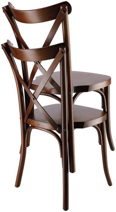 VEGA Bentwood Crossback Chairs, Solid Beech Wood, Stackable, Walnut Color, 41 x 41.5 x 89 cm, FSC-certified, Set of 2