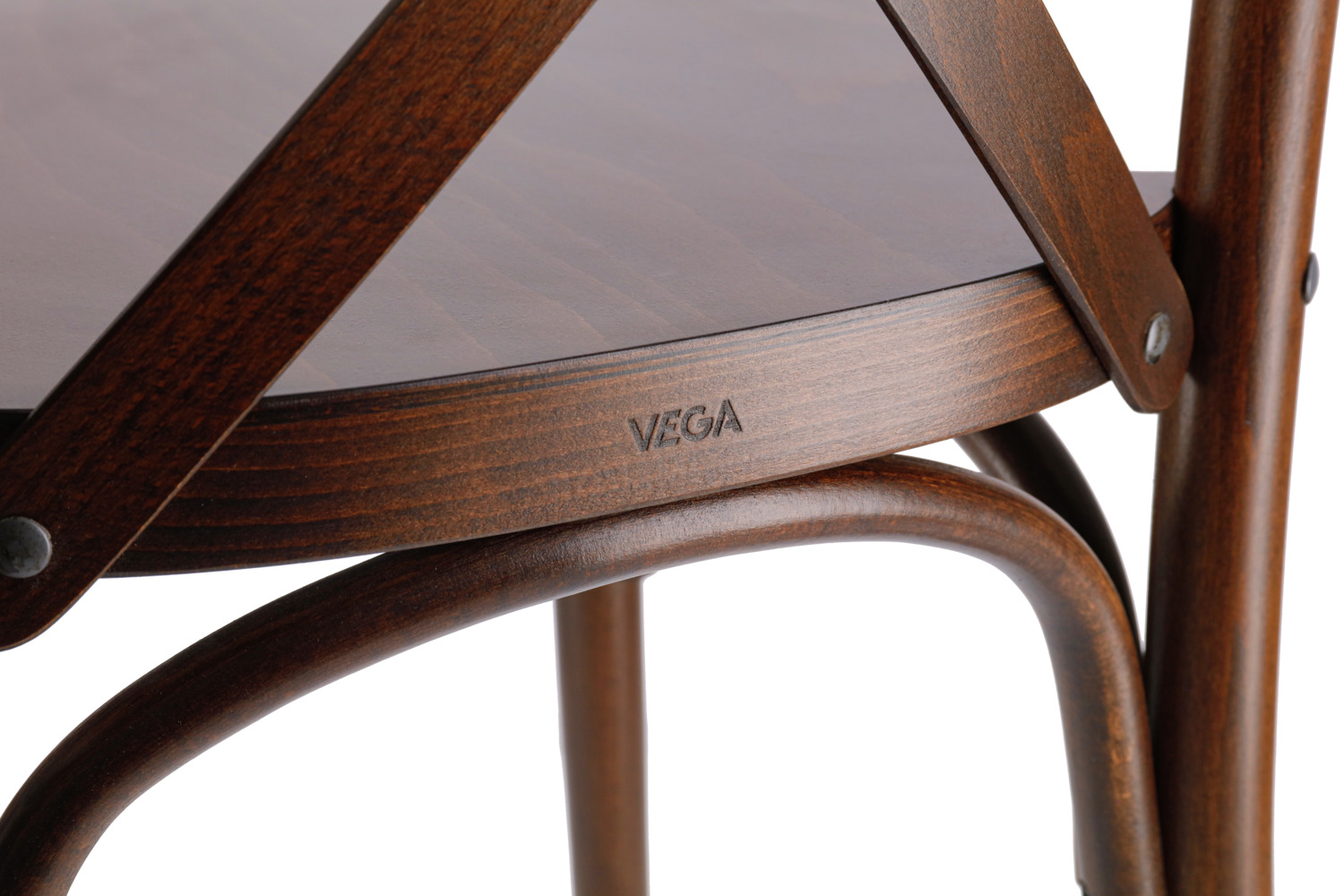 VEGA Bentwood Crossback Chairs, Solid Beech Wood, Stackable, Walnut Color, 41 x 41.5 x 89 cm, FSC-certified, Set of 2